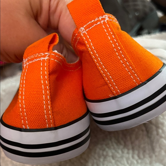 Vibrant Orange Women's Sneakers with White Accents - Picture 4 of 5